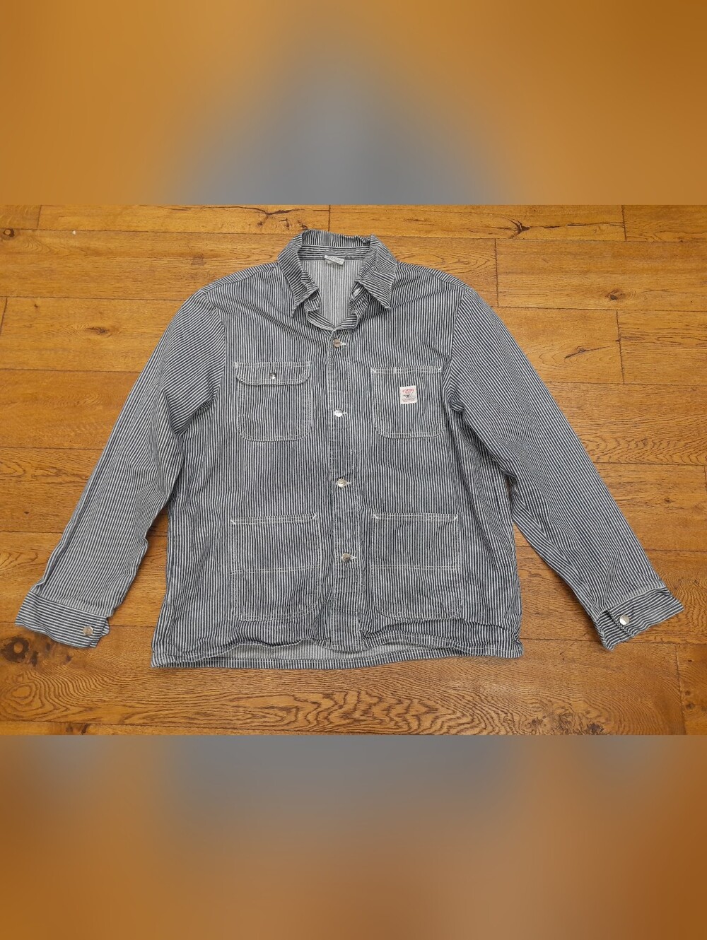 Vtg Pointer Brand Hickory Stripe Conductor Railway Jacket USA Made XL/T